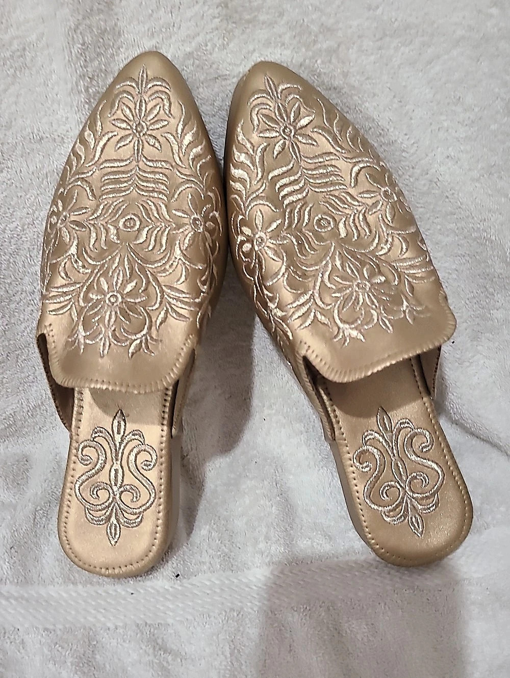 Embroidered Brown Mules New